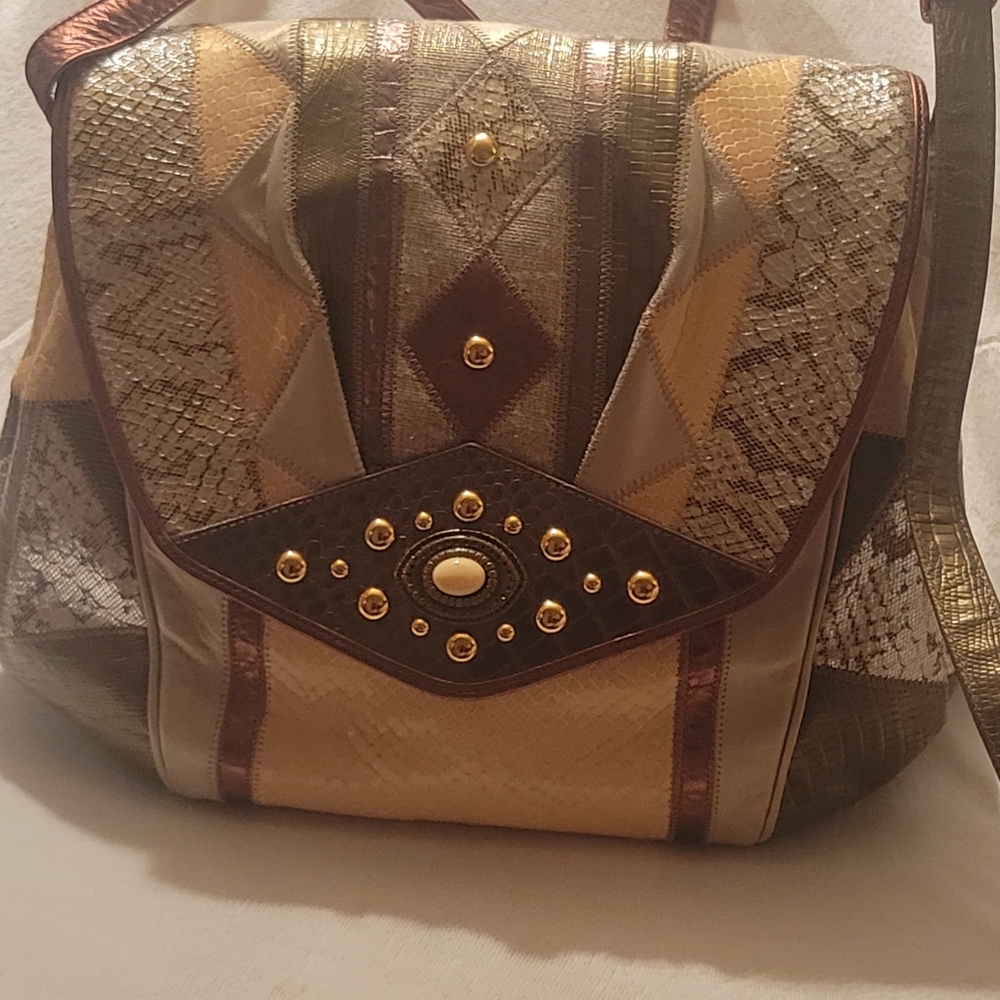 Sharif Istanbull, Gols Metallic,Elegant Multi-Color Women's Shoulder Bag